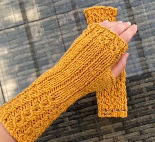 Fingerless Gloves (Mustard) Hand Knitted