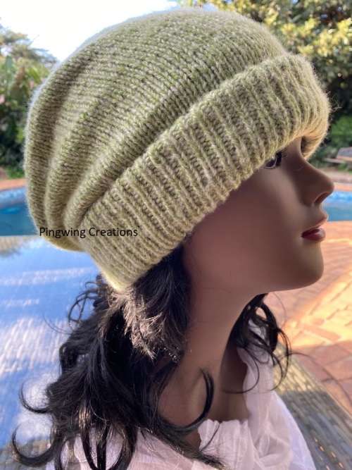 Beanie (Mottled Green) Slouchy Hat