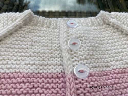Lovely Hand Knitted Baby Jersey (Pink & White)