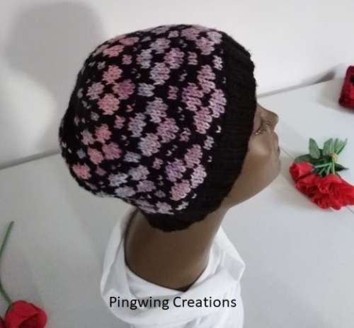 FLASH SALE Hand Knitted Beanie (Pink, Purple & Black)