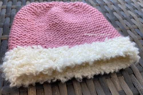 Gorgeous Rose Pink Baby Beanie Hand knitted