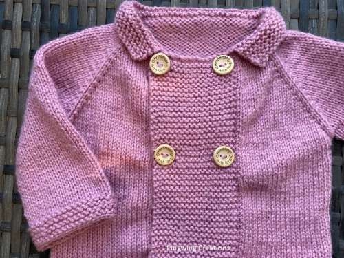 Gorgeous Rose Pink Double Breasted Baby Jacket Hand knitted