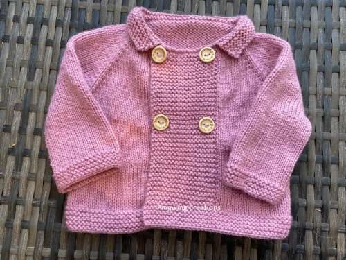 Gorgeous Rose Pink Double Breasted Baby Jacket Hand knitted
