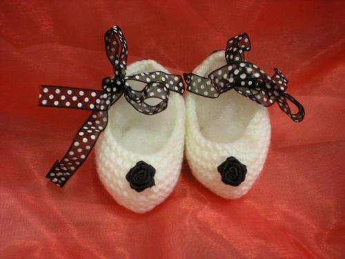 OH MY GOTH! Ballerina Baby Booties ~ 0 to 6 Months ~ White with Black Accessories