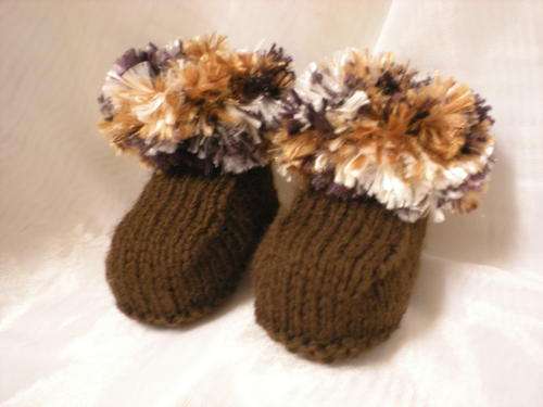 ***Nice & Warm*** Baby Eskimo Booties ~ 3 to 6 Months ~ Chocolate Brown