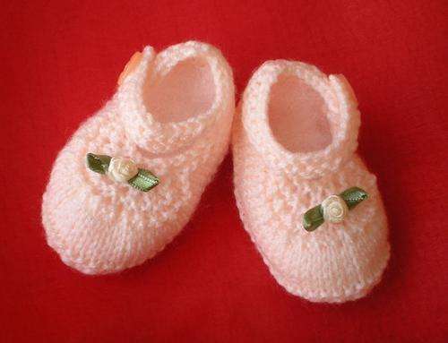 Lacy Mary Jane's with Roses ~ Newborn ~ Apricot