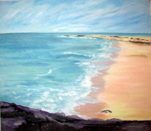 Serene seascape  - 600x700x22mm - can be hung as is - by DAWN BRAUN