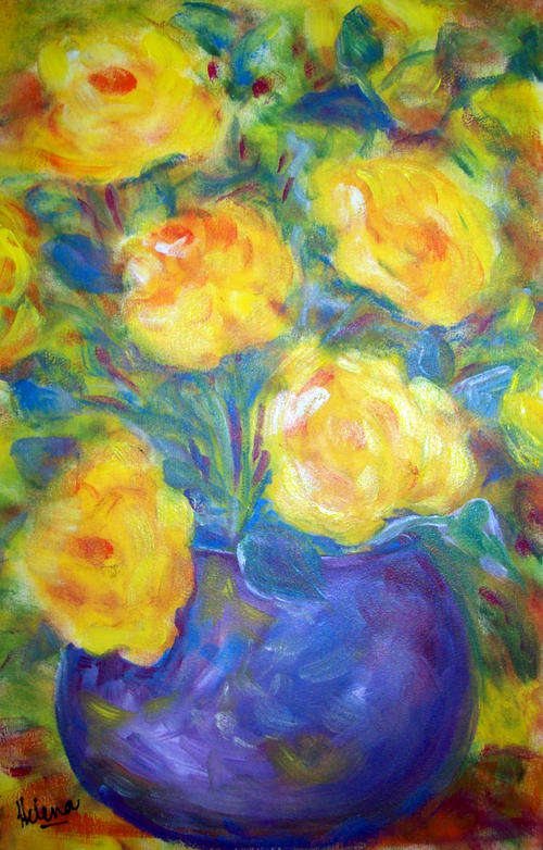 Yellow  roses - 300x460x10mm -  by HELENA KRUGER