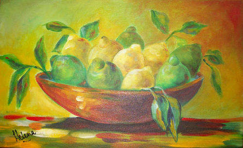 Lemons and limes  - 300x500x22mm -  by HELENA KRUGER