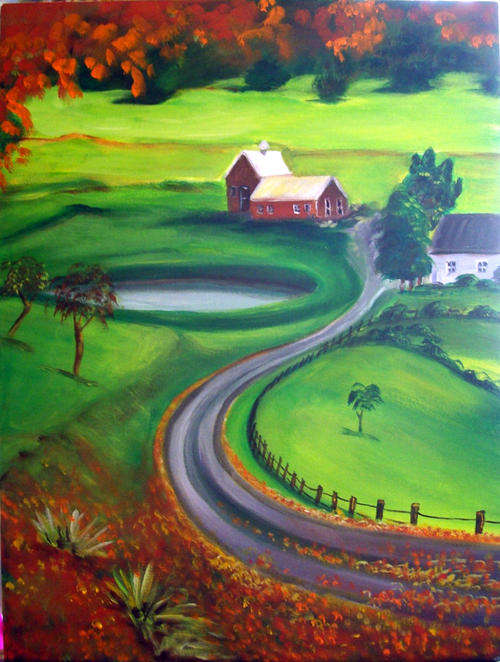 Green Pastures  - 450x600mm -  by HELENA KRUGER