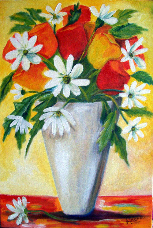 Happy flowers - 400x600x22mm  by HELENA KRUGER