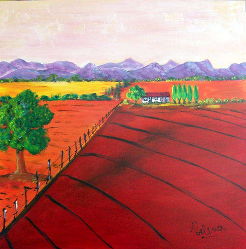 Red landscape - 600x600mm - by  HELENA KRUGER