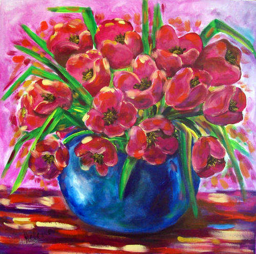 Flowers so beautiful - 600x600mm - by  HELENA KRUGER