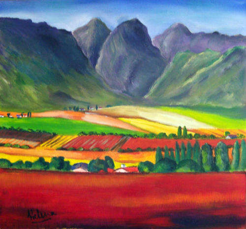 Somewhere near Worcecter - 420x470mm - acrylic painting by  HELENA KRUGER