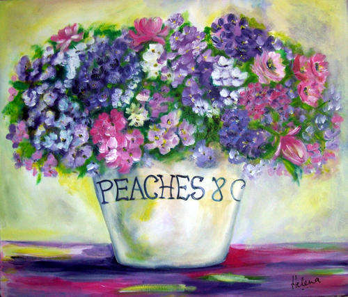 Peaches and cream - 600x700mm - acrylic painting by  HELENA KRUGER