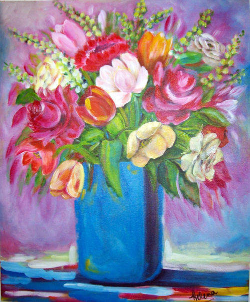Happy bunch - 570x670mm - acrylic painting by  HELENA KRUGER