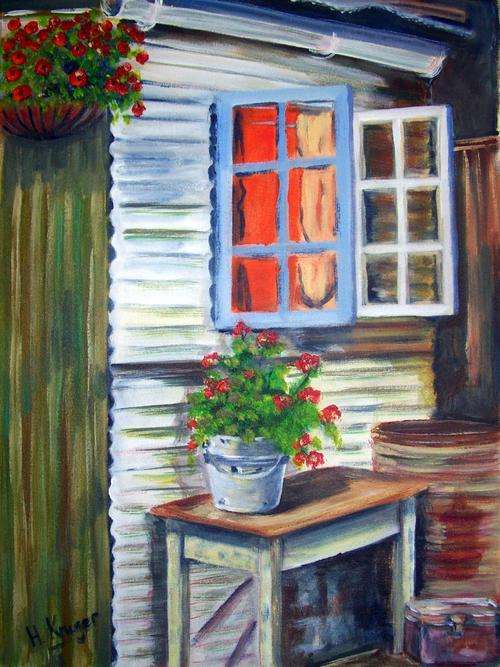 Sinkplaathuisie - 430x580mm - acrylic painting by  H. KRUGER