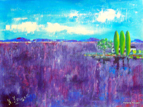 Three trees - 300x400mm - acrylic painting by  HELENA KRUGER
