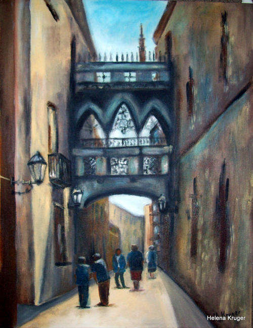Stegie in Barcelona - 450x600mm - acrylic painting - buy DIRECTLY from the artist