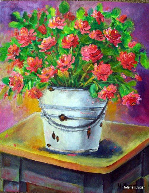 Emmer pienk rose - 400x500mm - acrylic painting - buy DIRECTLY from Helena