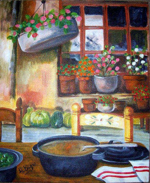 Butternut soup - 500x600x44mm - acrylic painting - buy DIRECTLY from Helena