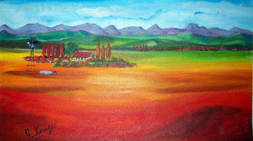 Peaceful country - 320x560mm - acrylic painting - buy DIRECTLY from Helena