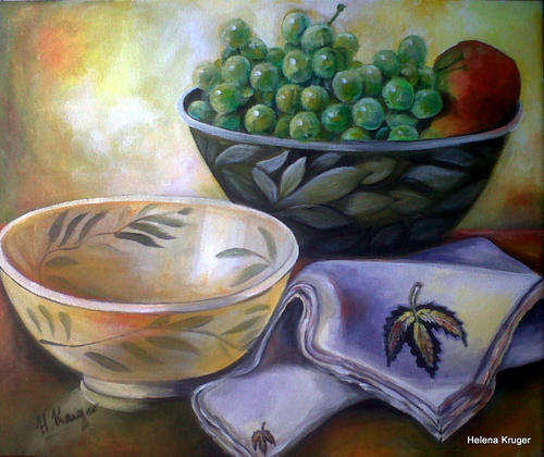 Grapes and pear - 500x600x22mm- by Helena Kruger
