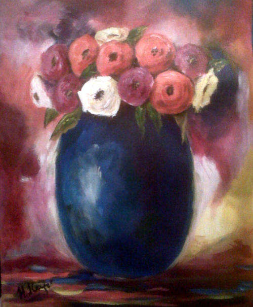 Klein rosies - 400x500mm by Helena Kruger