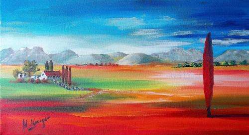 Lonely tree - 250x500mm - original acrylic by SA Artist Helena Kruger