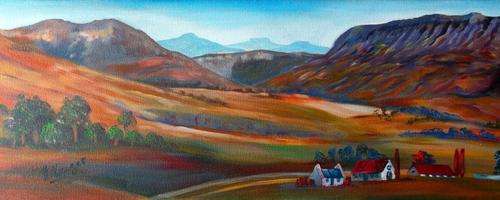 Backsberg - 300x900mm - original acrylic by SA Artist Helena Kruger