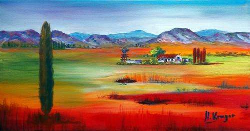 One tree - 260x500mm - original acrylic by SA Artist Helena Kruger