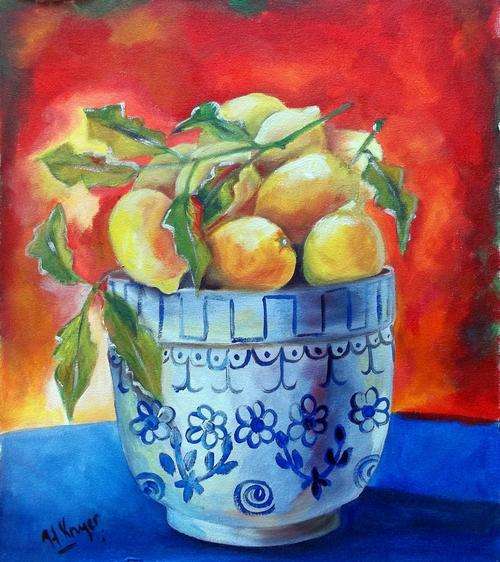 Bowl of lemons  - original Helena Kruger - 400x450mm - Crazy R1!!!!!!!!!!!!!! No Reserve!