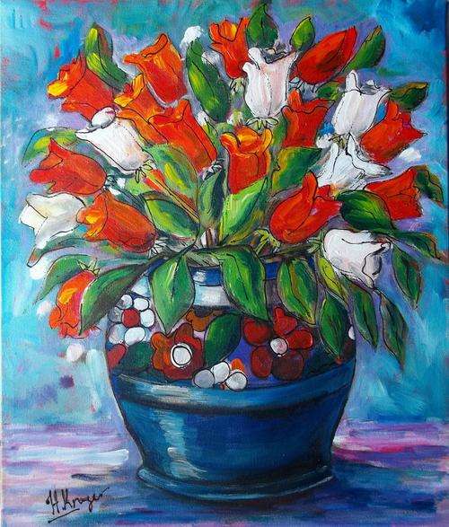 Red and white - original Helena Kruger - 480x580mm