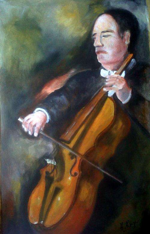 Playing the cello - original Helena Kruger - 440x700mm