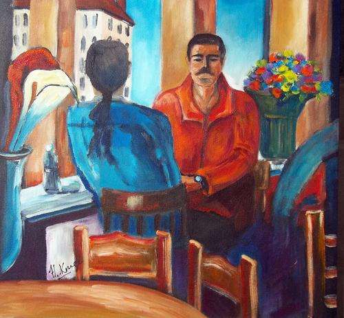 Having a drink - original Helena Kruger - 520x550mm
