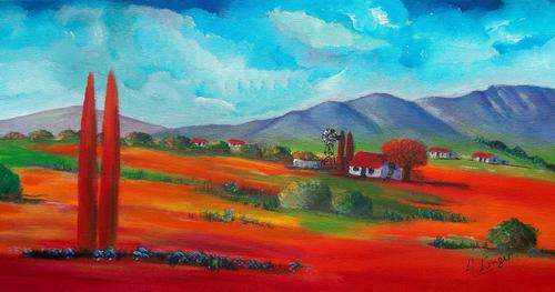 Orange landscape -  original Helena Kruger - 350x700mm