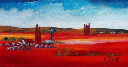Red Scape(small blocked) -  original Helena Kruger - 200x400x15mm