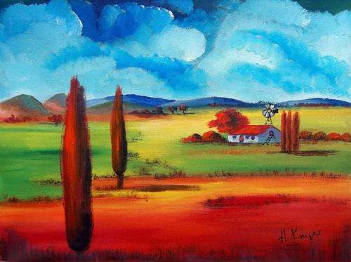Lots of red -  original Helena Kruger - 360x470mm