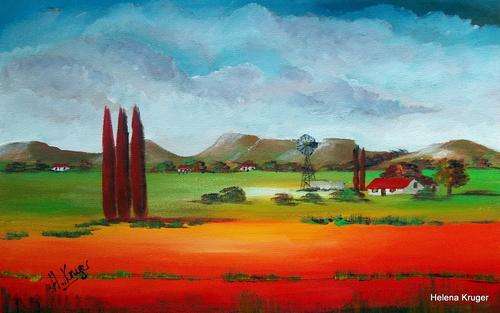 Red trees -  original Helena Kruger - 350x550mm