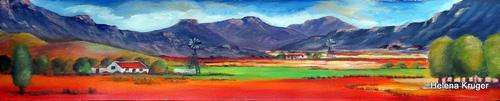 Long thin landscape -  original Helena Kruger - 180x900mm