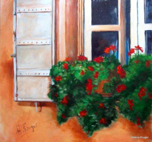 Malvas op die vensterbank -  original Helena Kruger - 450x500mm
