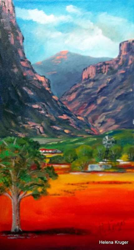 Windmill in the valley -  original Helena Kruger - 300x580mm