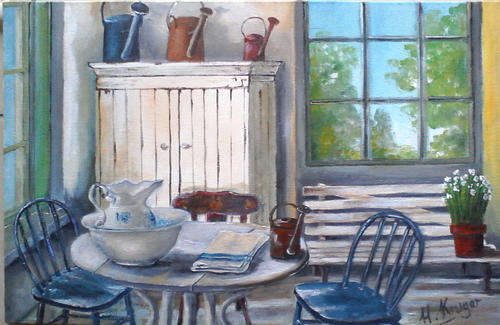 Original Acrylic by H KRUGER - 380x580x30mm - can be hung as is