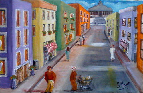 Original Acrylic by H KRUGER - 380x580mm - Main Street