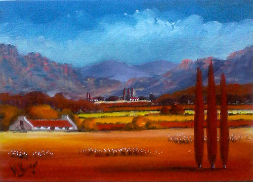 RED LANDSCAPE  -  An original Acrylic by HELENA - 250x350mm
