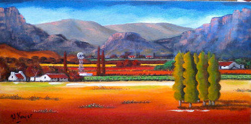 Countryside - Original Acrylic by HELENA - 300x600X22mm