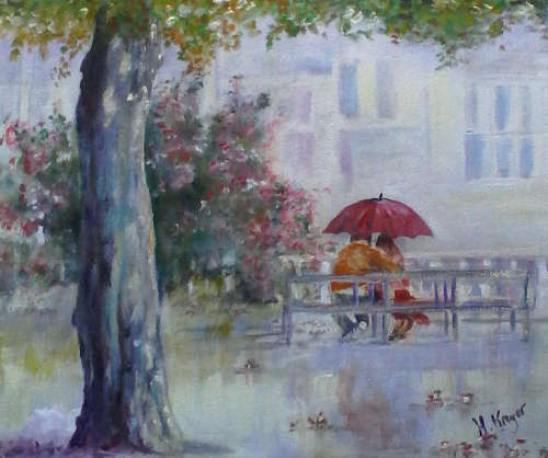 Lovers in the rain -400x450mm