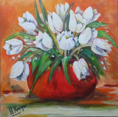 White tulips  - 400x400x10mm