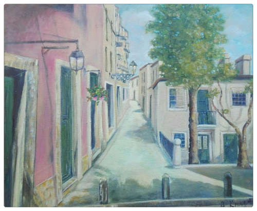 WOW! STUNNING LARGE original by H Kruger(1957-)   - 600x700x22mm - Street in Lissabon