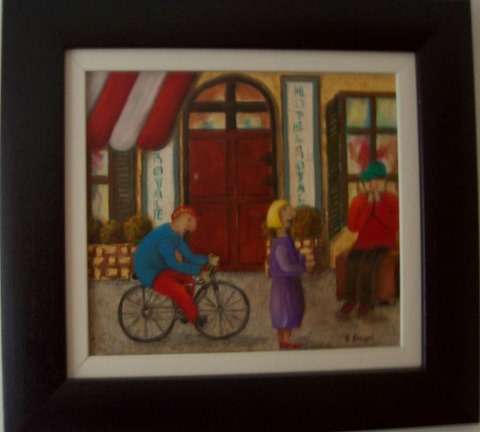 Royale Hotel - Framed 360x320 - Naive oil on board by Helene Kruger